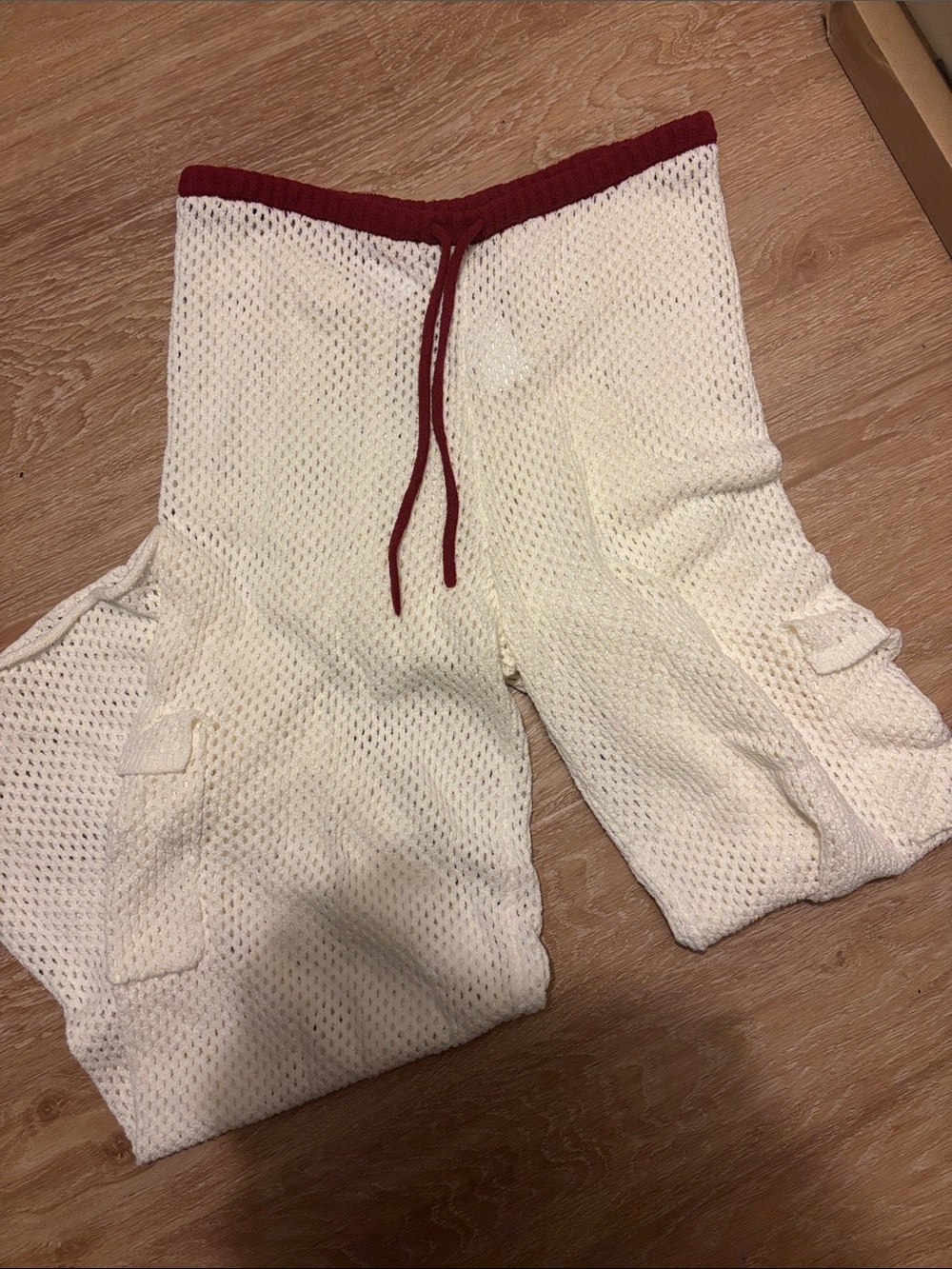 WeWoreWhat cream and burgundy knit sweater